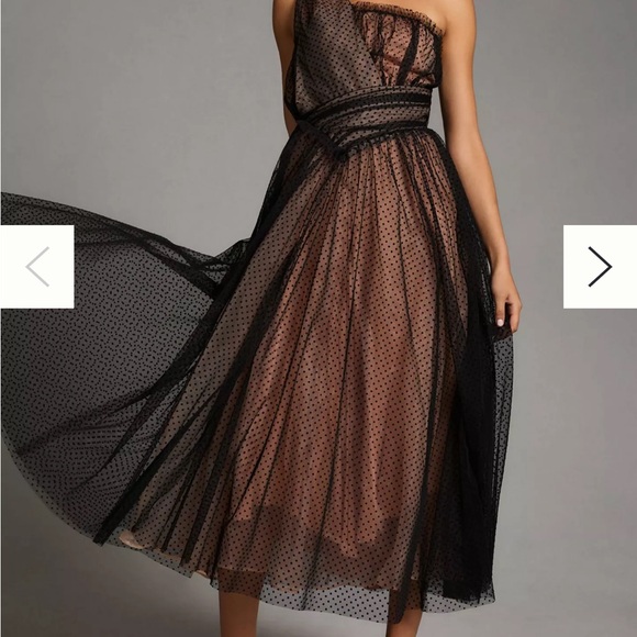 Anthropologie Elegant vintage style Black and Brown One-Shoulder Dress - Picture 2 of 4